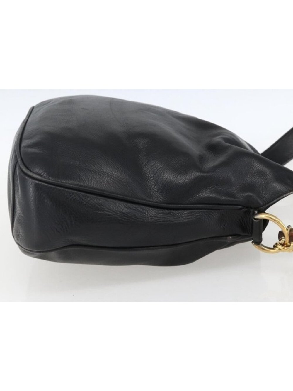 Authentic GUCCI Bamboo Shoulder Bag Leather 2way Black Gold 001 2113 1638 - Picture 15 of 16